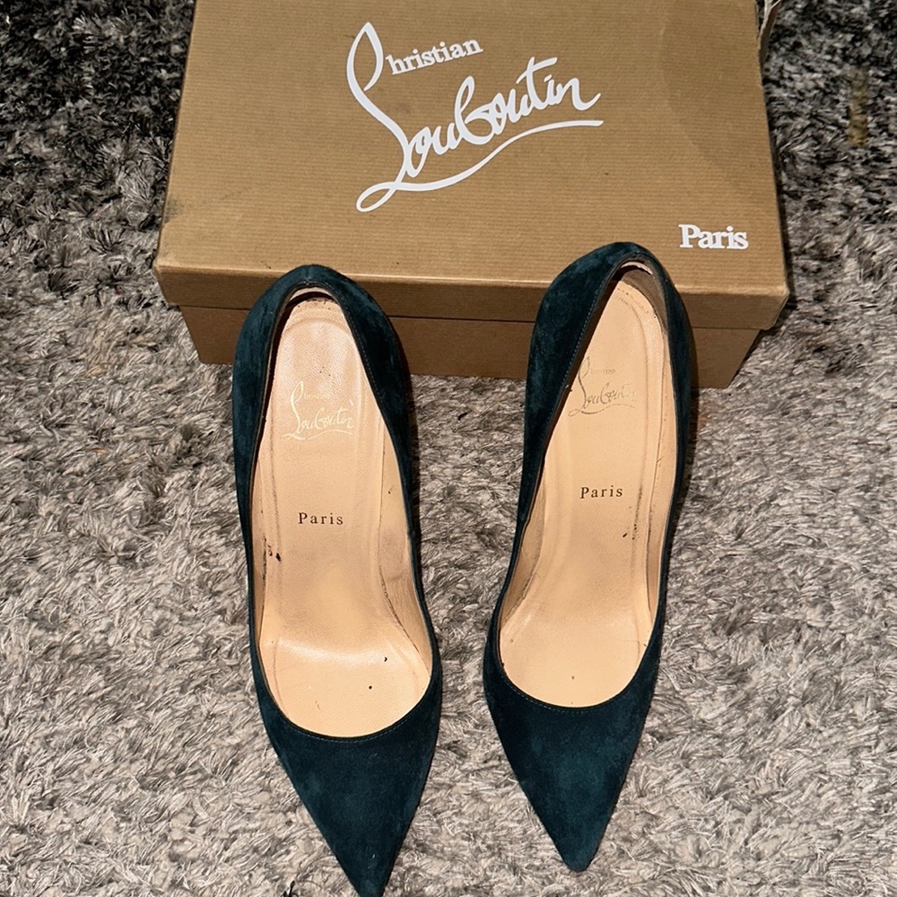 Christian louboutin pigalle 100 in blue suede size 40.5